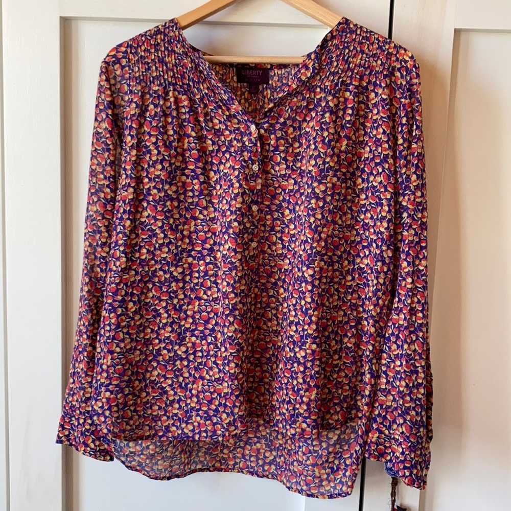 RARE J. Crew Liberty of London Eliza silk blend popover blouse